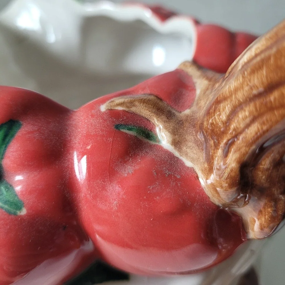 Vintage 1992 Fitzgerald & Floyd Ceramic Tomato Basket Pitcher 1 1/2 Qt | As-Is